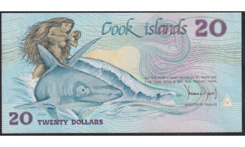 Острова Кука 20 долларов ND (1987 г.) CAS 002947(COOK ISLANDS 20 Dollars ND (1987)) P 5a: UNC