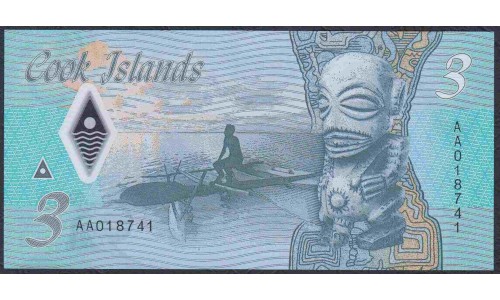 Острова Кука 3 доллара ND 2020-21 год, полимер (COOK ISLANDS 5 Dollars ND 2020-2021, Polymer) P NEW: UNC