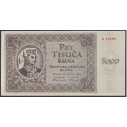 Хорватия 5000 куна 1943 года, Литера К  (CROATIA 5000 kuna 1943) P 14a: UNC