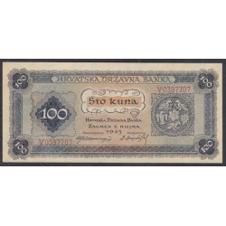 Хорватия 100 куна 1943 года, V0397707(CROATIA 100 kuna 1943) P 11: UNC 