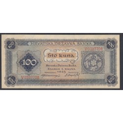 Хорватия 100 куна 1943 года, V0397708(CROATIA 100 kuna 1943) P 11: UNC 