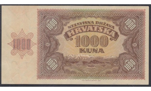 Хорватия 1000 куна 1941 года  (CROATIA 1000 kuna 1941) P 4: UNC