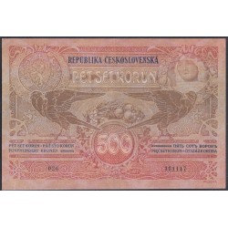 Чехословакия 500 корун  1919 года, Просто Раритет (CZECHOSLOVAKIA 500 Korun 1919) P 12: XF