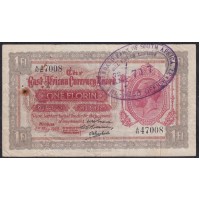 Британская Восточная Африка 1 флорин 01.05.1920, Штамп Южно-Африканского Банка, РАРИТЕТ (EASTAFRICAN CURRENCY BOARD 10 Florin 01.05.1920) P 8: VF