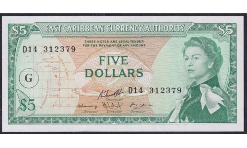 Восточные Карибские Острова 5 долларов ND (1965) Гренада (EAST CARIBBEAN STATES 5 Dollars ND (1965)) P14K: UNC