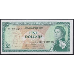 Восточные Карибские Острова 5 долларов ND (1965) (EAST CARIBBEAN STATES 5 Dollars ND (1965)) P14g: UNC-