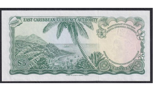 Восточные Карибские Острова 5 долларов ND (1965) (EAST CARIBBEAN STATES 5 Dollars ND (1965)) P14g: UNC-