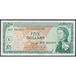 Восточные Карибские Острова 5 долларов ND (1965) D15 823475 (EAST CARIBBEAN STATES 5 Dollars ND (1965)) P14m : XF/aUNC