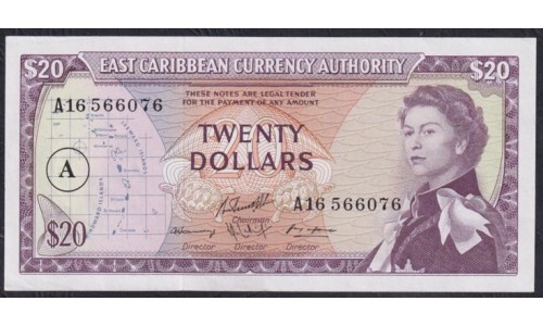 Восточные Карибские Острова 20 долларов (1965), Антигуа (EAST CARIBBEAN STATES 20 Dollars (1965)(Antigua)) P 15h: XF+