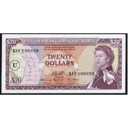 Восточные Карибские Острова 20 долларов (1965) (EAST CARIBBEAN STATES 20 Dollars (1965)) P 15n: aUNC/UNC