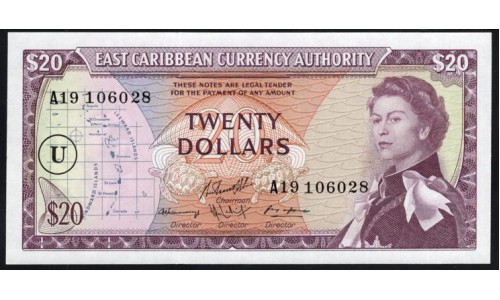 Восточные Карибские Острова 20 долларов (1965) (EAST CARIBBEAN STATES 20 Dollars (1965)) P 15n: aUNC/UNC