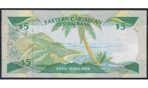 Восточные Карибские Острова 5 долларов ND (1986-1988) (EAST CARIBBEAN STATES 5 Dollars ND (1986-1988)) P 18m : Unc