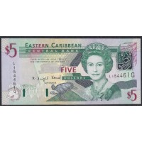 Восточные Карибские Острова 5 долларов ND (2003) (EAST CARIBBEAN STATES 5 Dollars ND (2003)) P 42G: Unc
