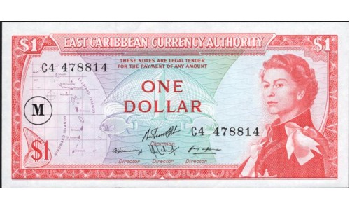 Восточные Карибские Острова 1 доллар, Монтсеррат (1965) (EAST CARIBBEAN STATES 1 Dollar, Montserrat(1965)) P 13m : UNC