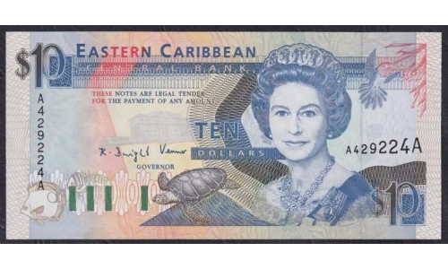 Восточные Карибские Острова 10 долларов ND (1993) (EAST CARIBBEAN STATES 10 Dollars ND (1993)) P 27a: UNC