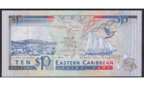 Восточные Карибские Острова 10 долларов ND (1993) (EAST CARIBBEAN STATES 10 Dollars ND (1993)) P 27a: UNC