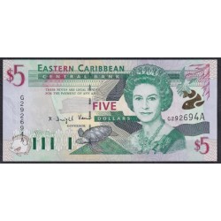 Восточные Карибские Острова 5 долларов ND (2000) (EAST CARIBBEAN STATES 5 Dollars ND (2000)) P 37a: UNC