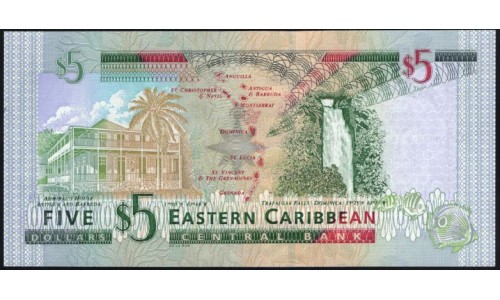 Восточные Карибские Острова 5 долларов (2003) (EAST CARIBBEAN STATES 5 Dollars (2003)) P 42m : UNC