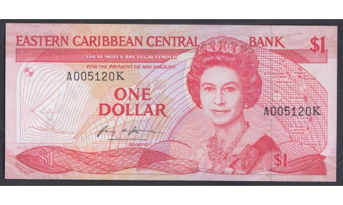 Восточные Карибские Острова 1 доллар (1985-1988) (EAST CARIBBEAN STATES 1 Dollar (1985-1988)) P 17k: UNC