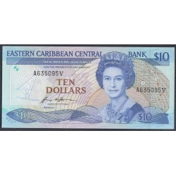 Восточные Карибские Острова 10 долларов ND (1985-1993) (EAST CARIBBEAN STATES 10 Dollars ND (1985-1993)) P 23v: UNC