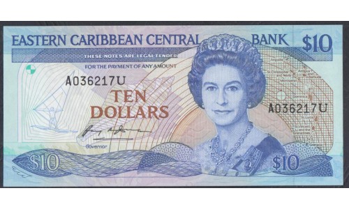 Восточные Карибские Острова 10 долларов ND (1985-1993) (EAST CARIBBEAN STATES 10 Dollars ND (1985-1993)) P 23u: UNC