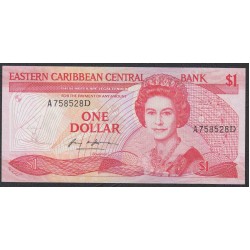 Восточные Карибские Острова 1 доллар 1985-1988года, Доминика - Нечастый (EAST CARIBBEAN STATES 1 Dollar 1985-1988, Dominica) P 17d: UNC