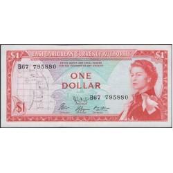 Восточные Карибские Острова 1 доллар ND (1965) (EAST CARIBBEAN STATES 1 Dollar ND (1965)) P 13f (1) : Unc
