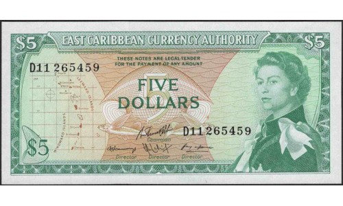 Восточные Карибские Острова 5 долларов ND (1965) (EAST CARIBBEAN STATES 5 Dollars ND (1965)) P14h (2) : Unc