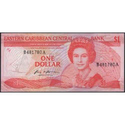 Восточные Карибские Острова 1 доллар ND (1985-1988) (EAST CARIBBEAN STATES 1 Dollar ND (1985-1988)) P 17a : Unc