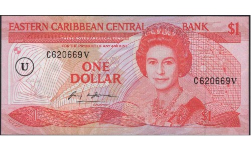 Восточные Карибские Острова 1 доллар ND (1985-1988) (EAST CARIBBEAN STATES 1 Dollar ND (1985-1988)) P 17u : Unc