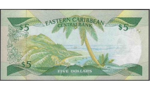 Восточные Карибские Острова 5 долларов ND (1986-1988) (EAST CARIBBEAN STATES 5 Dollars ND (1986-1988)) P 18m : Unc