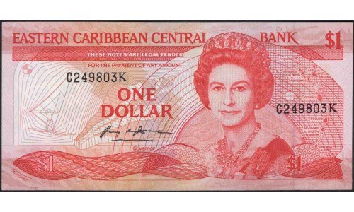 Восточные Карибские Острова 1 доллар ND (1988-1989) (EAST CARIBBEAN STATES 1 Dollar ND (1988-1989)) P 21k : Unc
