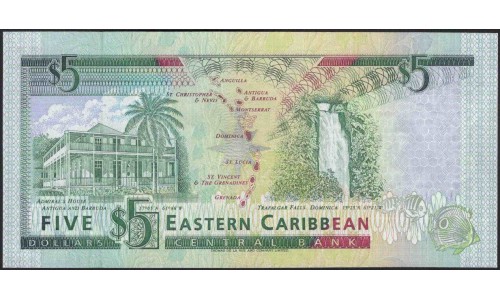 Восточные Карибские Острова 5 долларов ND (1993) (EAST CARIBBEAN STATES 5 Dollars ND (1993)) P 26k : Unc