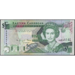 Восточные Карибские Острова 5 долларов ND (1993) (EAST CARIBBEAN STATES 5 Dollars ND (1993)) P 26l : Unc