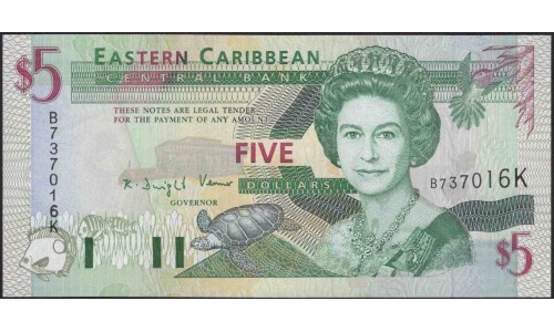 Восточные Карибские Острова 5 долларов ND (1994) (EAST CARIBBEAN STATES 5 Dollars ND (1994)) P 31k : Unc