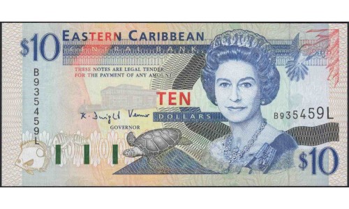 Восточные Карибские Острова 10 долларов ND (1994) (EAST CARIBBEAN STATES 10 Dollars ND (1994)) P 32l : Unc