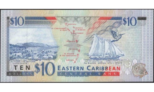Восточные Карибские Острова 10 долларов ND (1994) (EAST CARIBBEAN STATES 10 Dollars ND (1994)) P 32m : Unc
