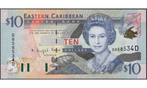 Восточные Карибские Острова 10 долларов ND (2000) (EAST CARIBBEAN STATES 10 Dollars ND (2000)) P 38d : Unc