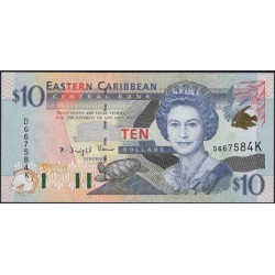 Восточные Карибские Острова 10 долларов ND (2000) (EAST CARIBBEAN STATES 10 Dollars ND (2000)) P 38k : Unc