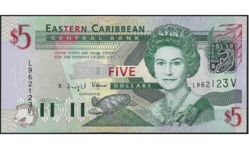 Восточные Карибские Острова 5 долларов ND (2003) (EAST CARIBBEAN STATES 5 Dollars ND (2003)) P 42v : Unc