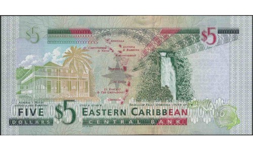 Восточные Карибские Острова 5 долларов ND (2003) (EAST CARIBBEAN STATES 5 Dollars ND (2003)) P 42v : Unc