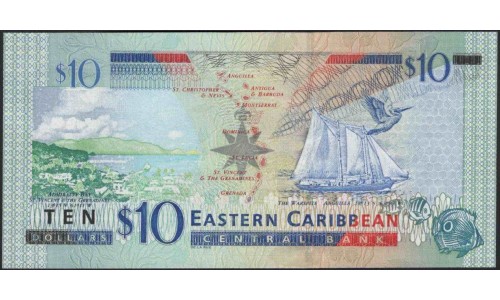 Восточные Карибские Острова 10 долларов ND (2003) (EAST CARIBBEAN STATES 10 Dollars ND (2003)) P 43a : Unc