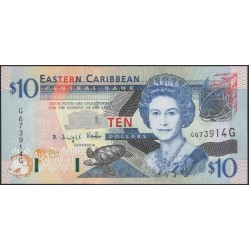 Восточные Карибские Острова 10 долларов ND (2003) (EAST CARIBBEAN STATES 10 Dollars ND (2003)) P 43g : Unc