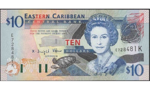 Восточные Карибские Острова 10 долларов ND (2003) (EAST CARIBBEAN STATES 10 Dollars ND (2003)) P 43k : Unc