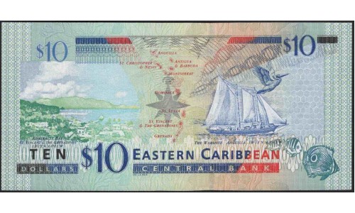 Восточные Карибские Острова 10 долларов ND (2003) (EAST CARIBBEAN STATES 10 Dollars ND (2003)) P 43m : Unc