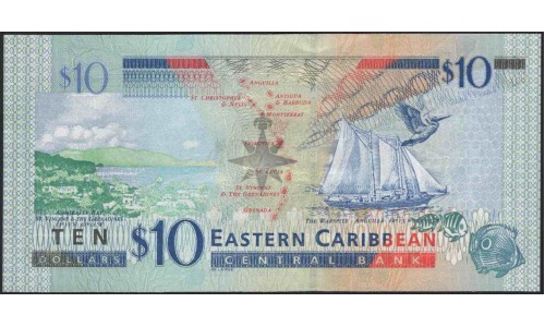 Восточные Карибские Острова 10 долларов ND (2003) (EAST CARIBBEAN STATES 10 Dollars ND (2003)) P 43v : Unc