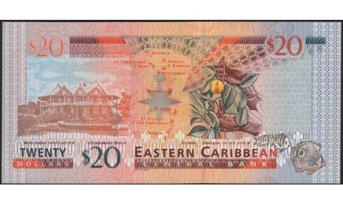 Восточные Карибские Острова 20 долларов ND (2003) (EAST CARIBBEAN STATES 20 Dollars ND (2003)) P 44k : Unc
