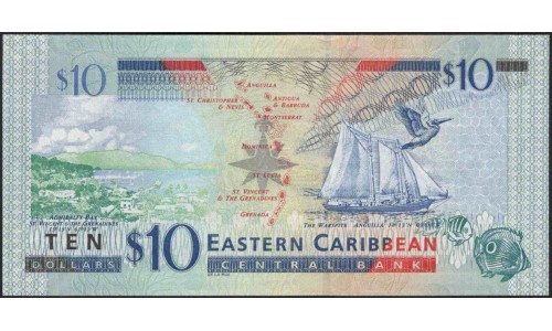 Восточные Карибские Острова 10 долларов ND (2008) (EAST CARIBBEAN STATES 10 Dollars ND (2008)) P 48 : Unc