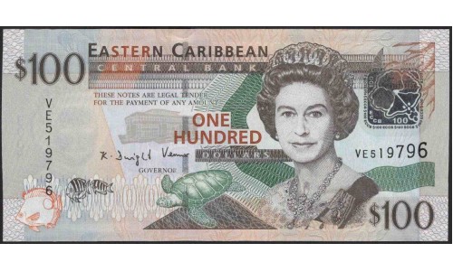 Восточные Карибские Острова 100 долларов ND (2008) (EAST CARIBBEAN STATES 100 Dollars ND (2008)) P 51 : Unc