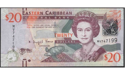 Восточные Карибские Острова 20 долларов ND (2012) (EAST CARIBBEAN STATES 20 Dollars ND (2012)) P 53a : Unc